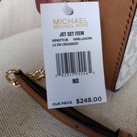 🌺NWT Michael Kors LG EW crossbody bag Vanilla MK - Picture 7 of 8